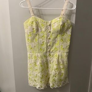 Bright yellow and lace romper